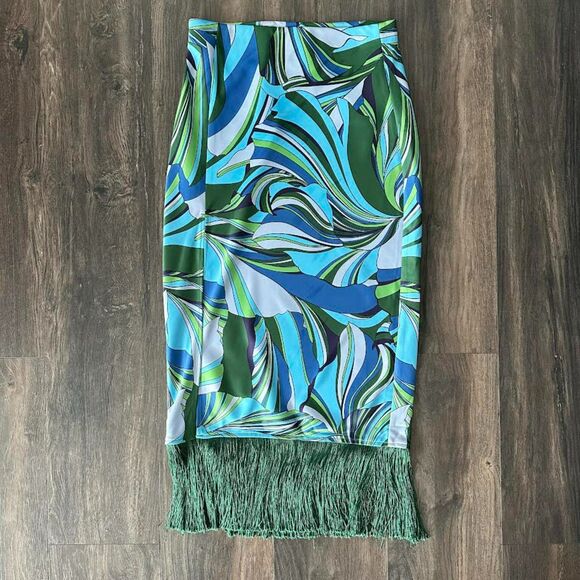 House of Harlow Satin Fringe Groovy Set Crop Top + Midi High Waist Skirt Size XS - Picture 8 of 11